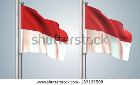 Indonesia  flag waving two styles