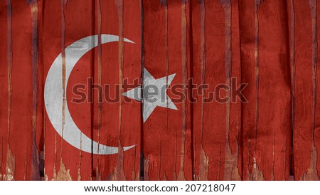 turkey Flag tinted vertical on the wood texture