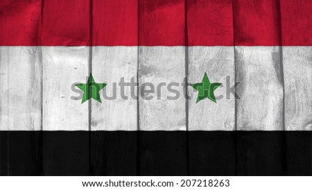 syria Flag on the wood texture