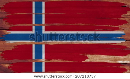 norway Flag tinted horizontal on the wood texture