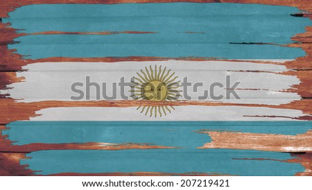 argentina Flag tinted horizontal on the wood texture