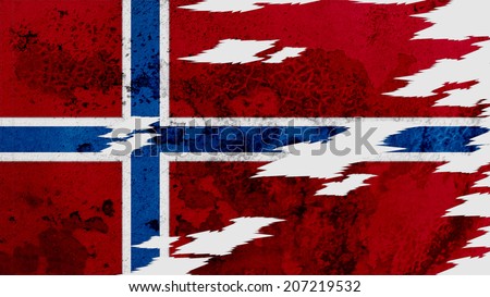 norway flag lacerate old texture with seam