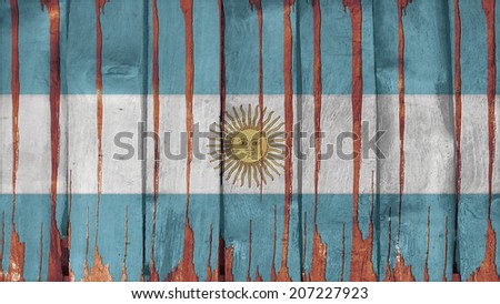 argentina Flag tinted vertical on the wood texture