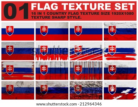 Slovakia Flag texture set resolution 1920x1080 pixel 16 in 1