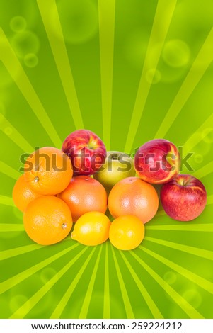 Set of citrus fruit on a white background