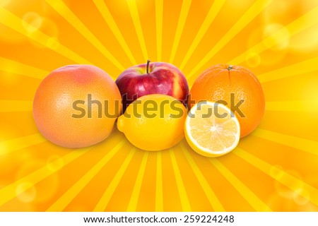 Set of citrus fruit on a white background
