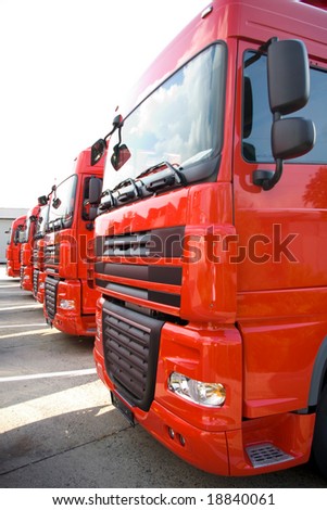 Trucks stand in line