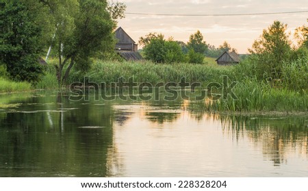 village houses on the river bank