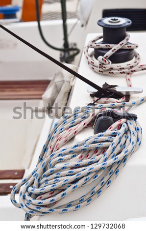 Sail boat ropes and winches
