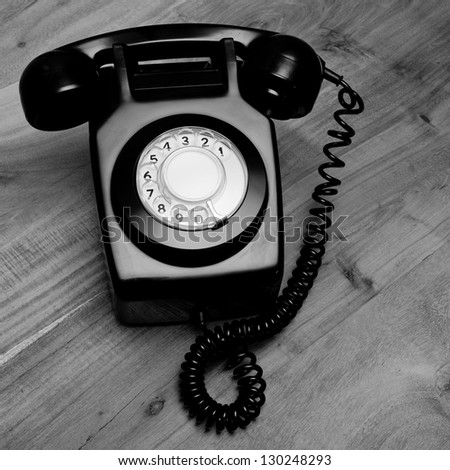 Black and white retro telephone