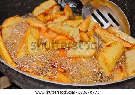 Home made deep fried chips.