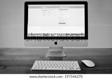 LEEDS - JUNE 9: Apple iMac with Facebook website displayed on screen. June 9, 2014 in Leeds, UK.