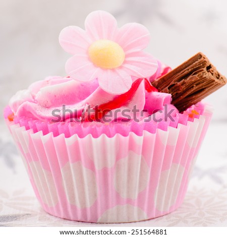 Home made pink strawberry cup cake