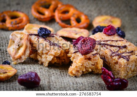 Grazing snack food on a rustic background