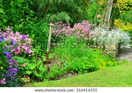 English country garden at the end of summer going into Autumn