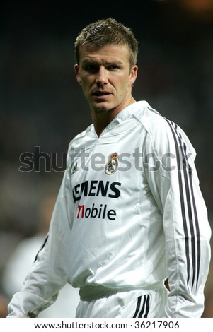 MADRID, SPAIN -  JANUARY 23: Real Madrid player english David Beckham during Spanish league football match between Real Madrid and Mallorca at the Santiago Bernabeu Stadium in Madrid on January 23, 2005.