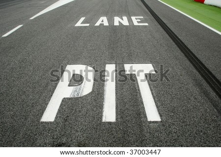 Pit Lane entrance in car competition circuit