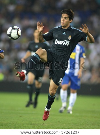 BARCELONA SEPT 12 Brazilian player Kaka of Real Madrid in action during a Spanish League match against RCD Espanyol at the Estadi Cornella-El Prat on September 12 2009 in Barcelona Spain BARCELONA SEPT 12 Brazilian player Kaka of Real Madrid in action during a Spanish League match against RCD Espanyol at the Estadi Cornella-El Prat on September 12 2009 in Barcelona Spain