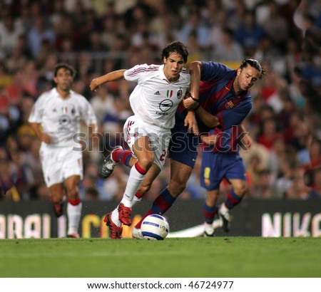 BARCELONA - AUG 26: AC Milan Brazilian Kaka during a friendly match between FC Barcelona and AC Milan at the Nou Camp Stadium on August 26, 2004 in Barcelona, Spain.