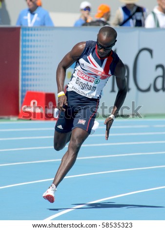 BARCELONA, SPAIN - JULY 27: Michael Bingham of Great Britain competes in the Men 400m during the 20th European Athletics Championships at the Olympic Stadium on July 27, 2010 in Barcelona, Spain.
