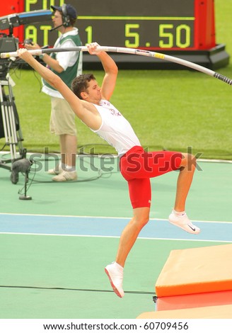 BARCELONA, SPAIN - JULY 29: Mateusz Didenkow of Poland during men Pole Vault of the 20th European Athletics Championships at the Olympic Stadium on July 29, 2010 in Barcelona, Spain