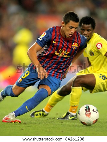 BARCELONA AUG 29 Alexis Sanchez of FC Barcelona in action during a Spanish League match between FC Barcelona and Villarreal at the Nou Camp Stadium on August 29 2011 in Barcelona Spain BARCELONA AUG 29 Alexis Sanchez of FC Barcelona in action during a Spanish League match between FC Barcelona and Villarreal at the Nou Camp Stadium on August 29 2011 in Barcelona Spain