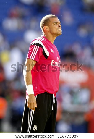 BARCELONA - MAY, 17: Pepe Lima of Real Madrid before a Spanish League match against RCD Espanyol at the Power8 stadium on Maig 17 2015 in Barcelona Spain