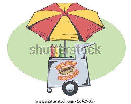 stock vector : vector illustration of a hot dog cart