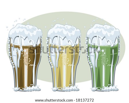 beer glass vector. of eer glasses with foam