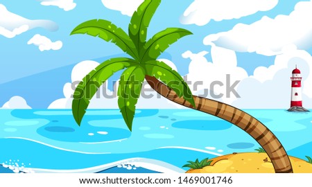 Empty nature beach ocean coastal landscape illustration