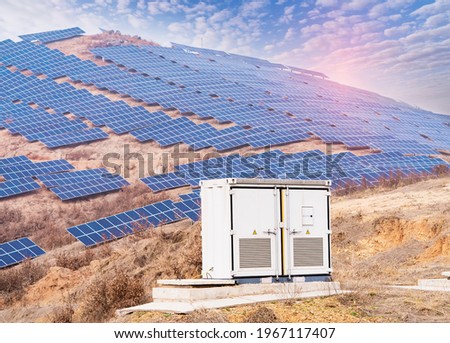 solar collector inverter with solar panels energy modern electric power production technology renewable energy concept