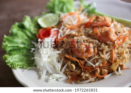 Thai food pad thai local food fried noodle with shrimp