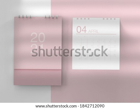 3D Illustration. Wall calendars for year 2021 on isolated background. Spiral Calendar. Vertical design template.