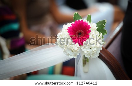 Flower wedding decoration at the church