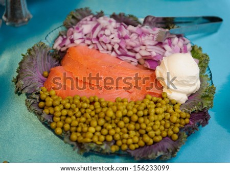 Smoked salmon dish