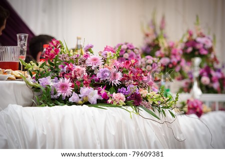 stock photo Wedding table flower decoration