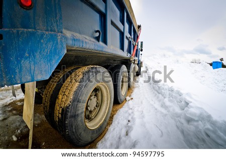 Truck driving in a winter.