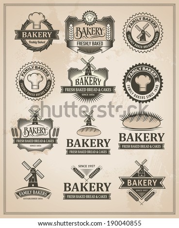 Vintage Retro Bakery Badge And Label Set Vintage Retro Bakery Badge And Label Set