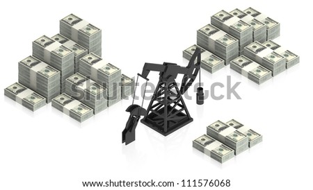 oil derrick with dollars