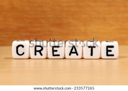 create word on white cube