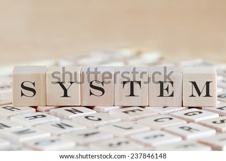 system word background on wood blocks