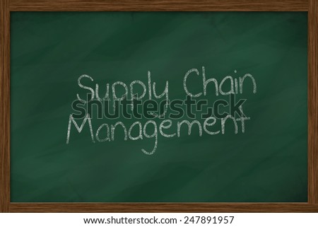 supply chain management words on green chalkboard