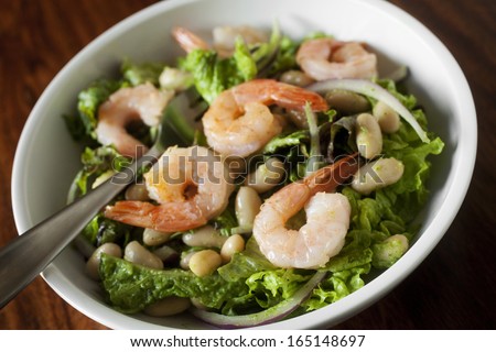 Shrimp Salad with Green Dressing, simple shrimp salad on greens with green dressing
