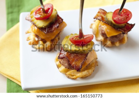Waffle Fry Bacon Burger Bites