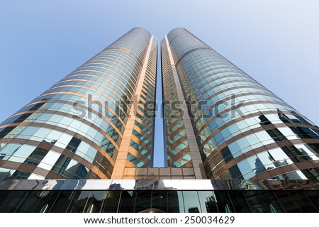 HONG KONG - January 17 2014: Front of the Two Exchange Square in Central district. Hong Kong Stock Exchange (SEHK) is located in the this building. It is Asia\'s second largest stock exchange.
