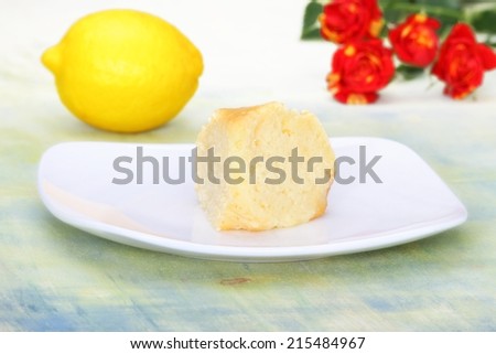Lemon Yogurt cake for tea time snack high calorie with sugar syrup