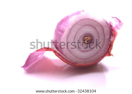 Onion skin peeled off showing the layers and rings