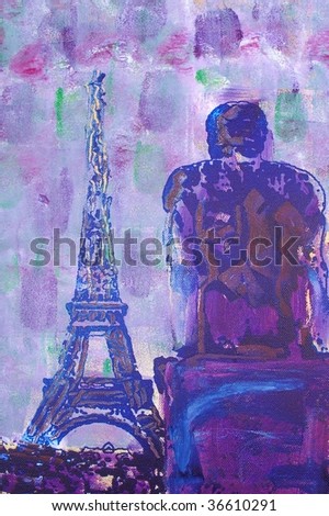Black And White Eiffel Tower Canvas. on canvas for giclee,