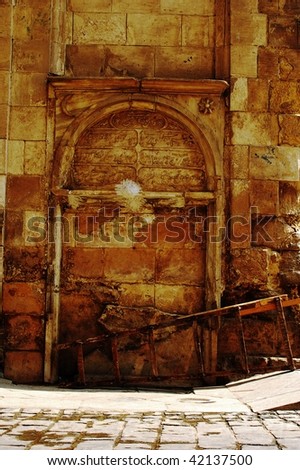 Ornate old Arabic architecture background of Islamic cairo  khan al khalili area