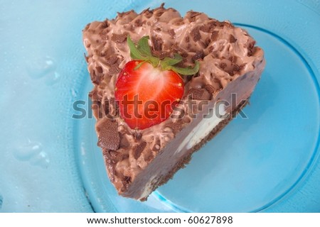 chocolate bavarian cream cheese cake with strawberry